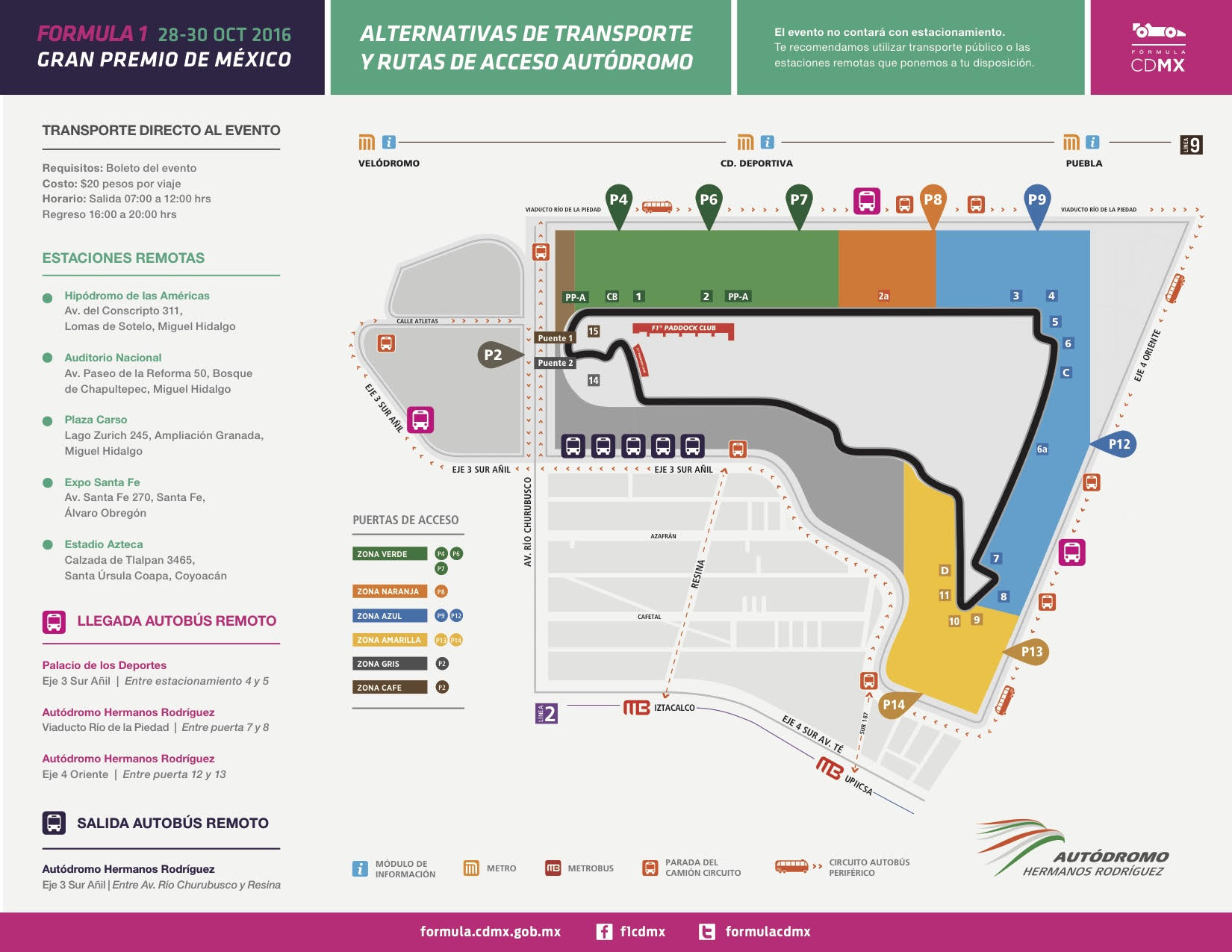 Listo operativo de movilidad de la CDMX rumbo al FORMULA 1 GRAN PREMIO DE MÉXICO 2016™